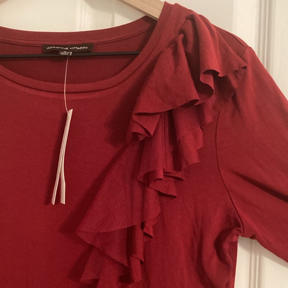Adrienne Vittadini 3/4 Sleeve Ruffle Top Size M - Picture 2 of 7